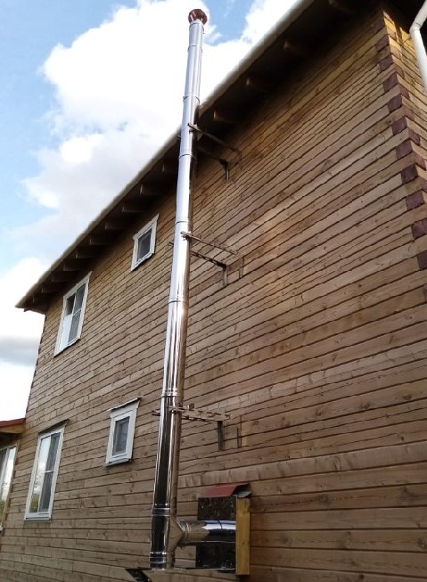 Установка дымохода в доме через деревянную стену