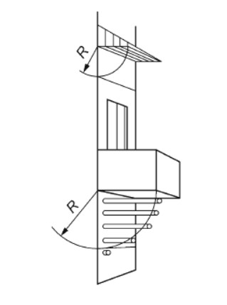 Схема размещения дымового канала под навесом или балконом